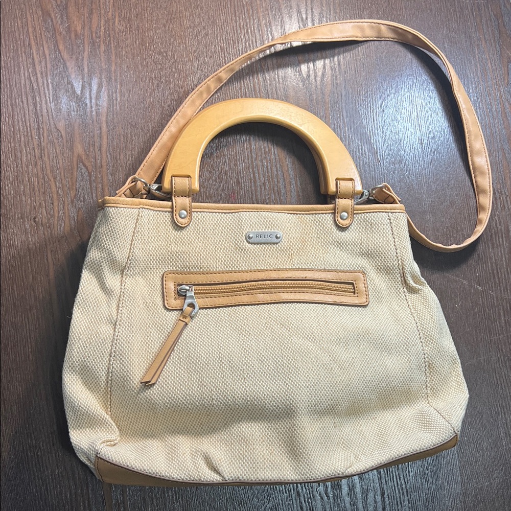 Relic Beige and Tan Shoulder Bag